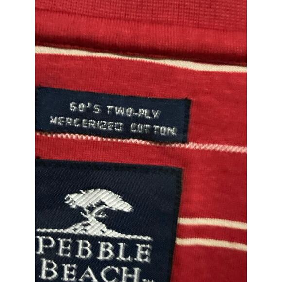 Pebble Beach 2 ply cotton short, sleeved polo golf shirt, red striped size X-LAR - Picture 3 of 6